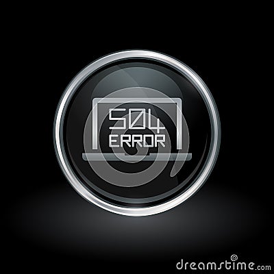 504 gateway timeout icon inside round silver and black emblem Vector Illustration